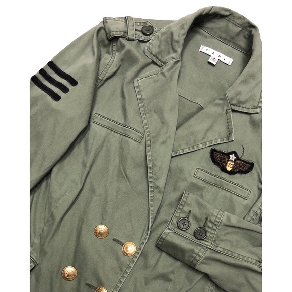 CAbi Other - CAbi Military Jacket Blazer Women's S‎ Green Gold Buttons Double Breasted